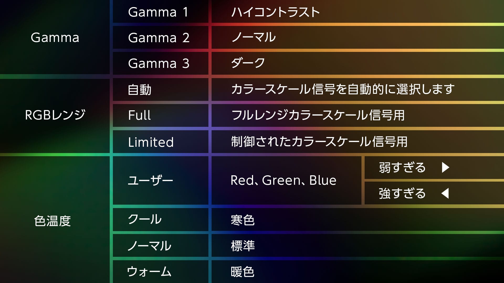 多彩な色調整